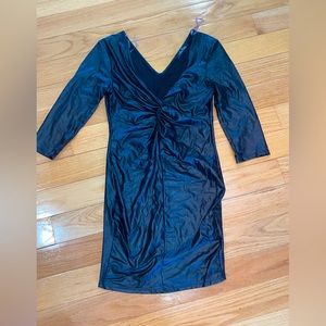 Black pleather stretch mini dress